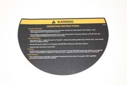 Show details for Steering wheel warning label Picture of Steering wheel warning label